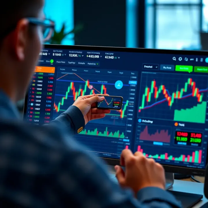 User interacting with TradingView dashboard displaying real-time market data and customizable trading widgets