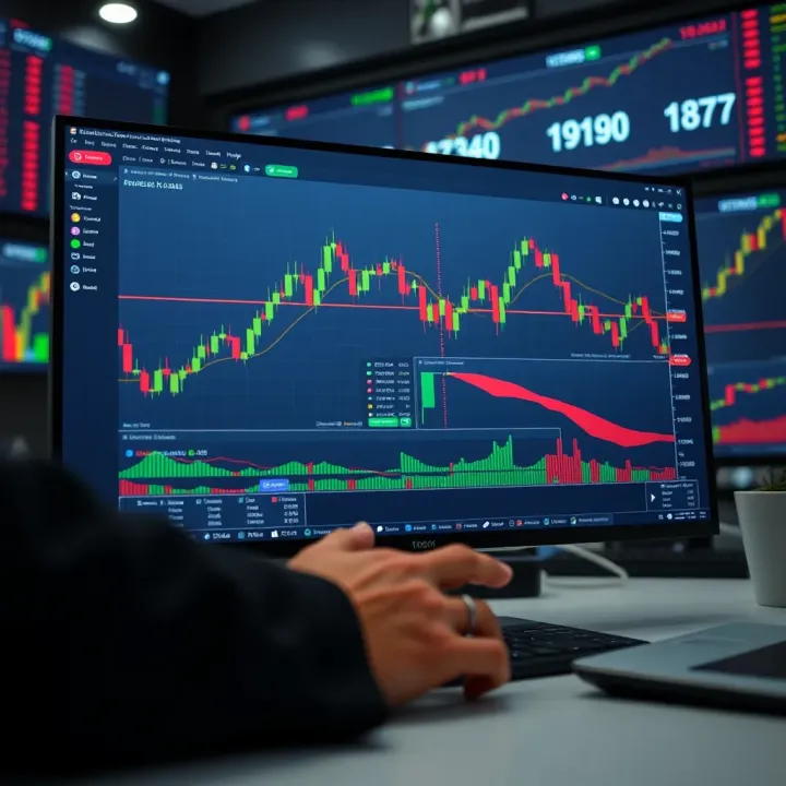 TradingView platform interface showcasing advanced charting tools with multiple indicators and data overlays