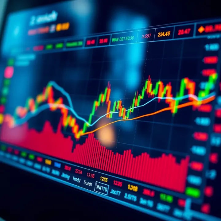 Graph displaying automated trading system performance with market data overlays