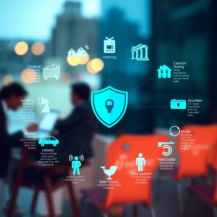 Diagram showing diverse industry applications of Blue Guardian technology in safeguarding information