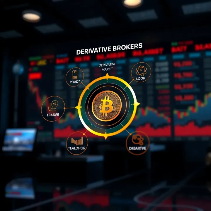 Diagram illustrating the functions of derivative brokers in financial markets, highlighting the connection between traders and complex financial products