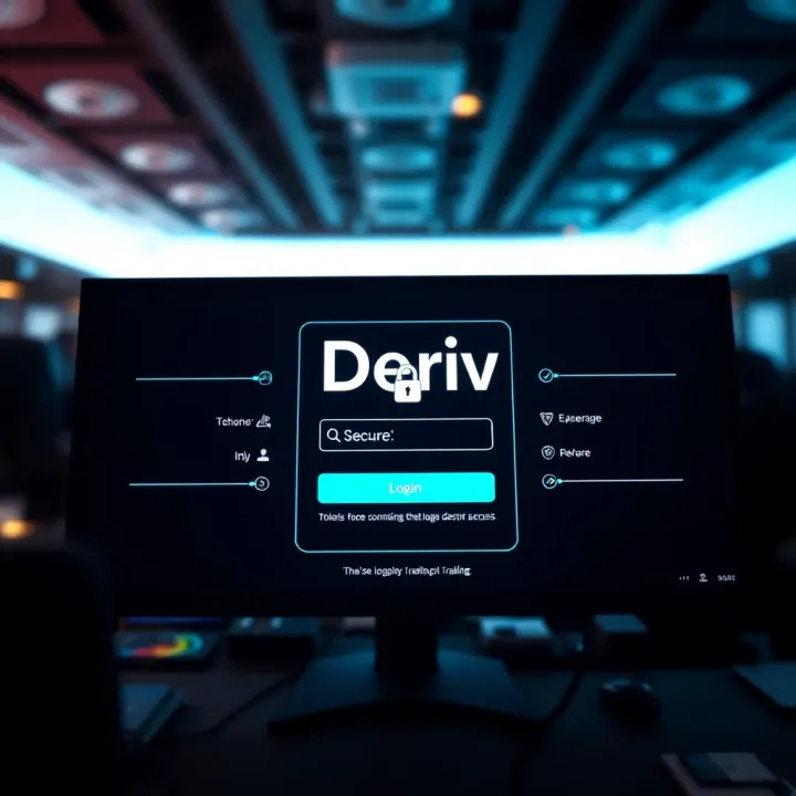 Illustration showing secure login interface for Deriv trading platform access