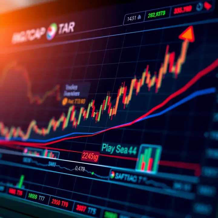 Chart showing dynamic trading competition progress with rising graph lines and highlighted key milestones