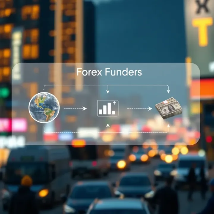 Diagram illustrating the flow of capital from forex funders to currency traders and the resulting trades in the forex market