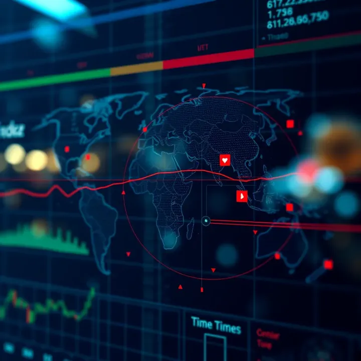 Global map indicating major forex trading session time zones with market activity highlighted