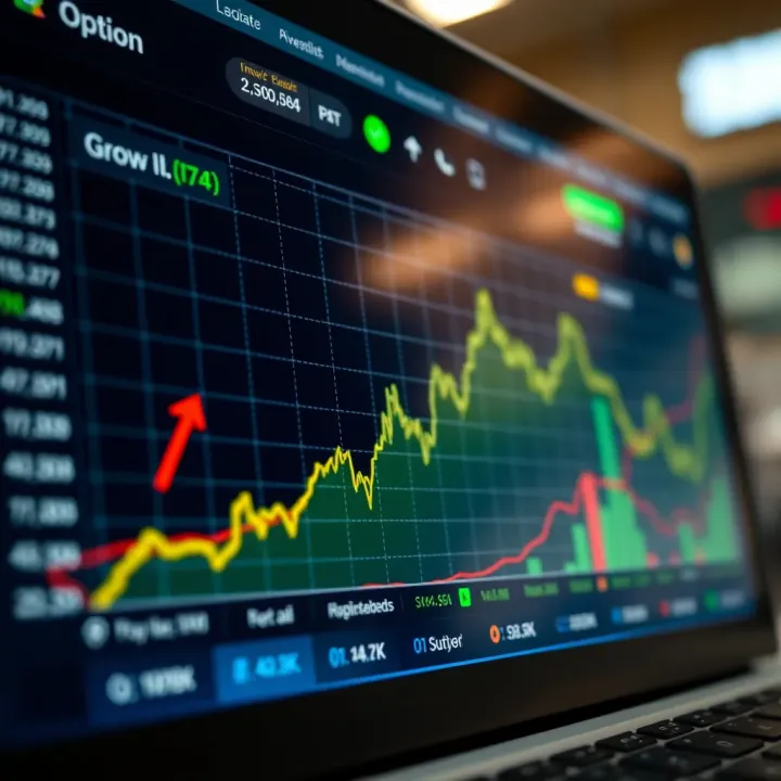 Graph showing growth trends on investment platform interface