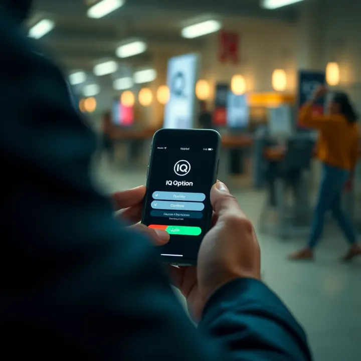User accessing IQ Option platform on a smartphone in South Africa with secure login interface visible