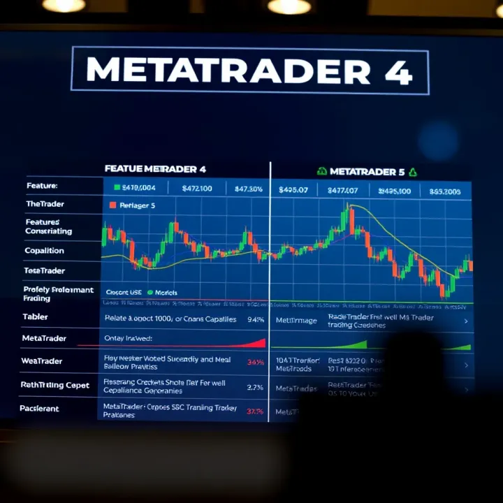 Feature Comparison Between MetaTrader 4 and MetaTrader 5 Comparison chart showcasing features and capabilities of MetaTrader 4 and MetaTrader 5 trading platforms