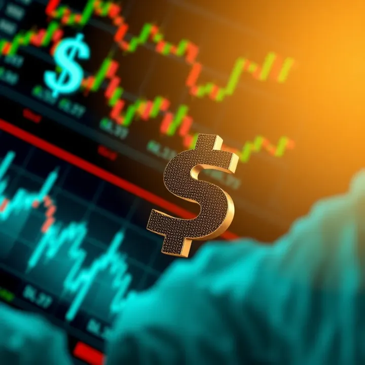 Conceptual depiction of forex margin with currency symbols and digital charts illustrating trading leverage