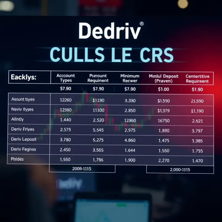 Chart illustrating different account types and their minimum deposit requirements at Deriv brokers