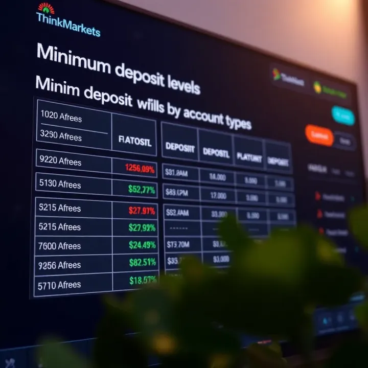 Chart showing different minimum deposit levels for various ThinkMarkets account types in South Africa