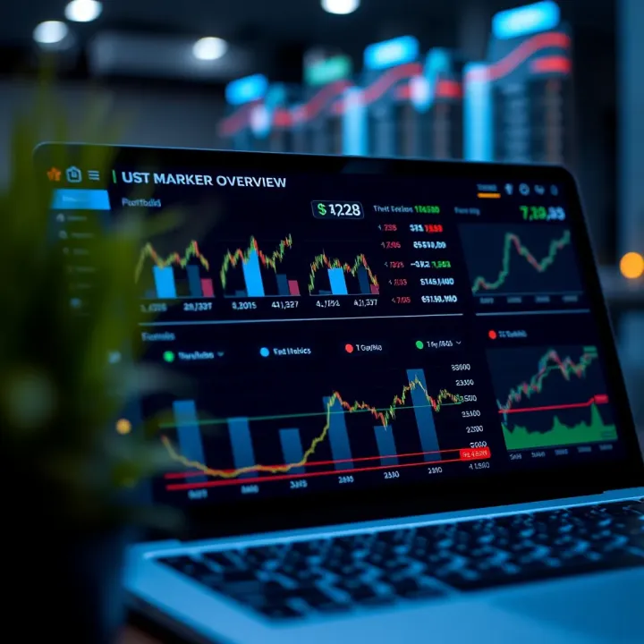 Dashboard of a trade app showing market trends and user portfolio details