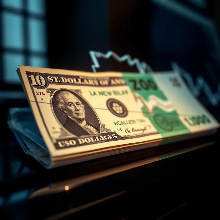 Graph showing trends in US Dollar to South African Rand exchange rate over time