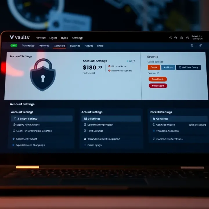 Dashboard overview displaying account settings and security options on Vaults Market