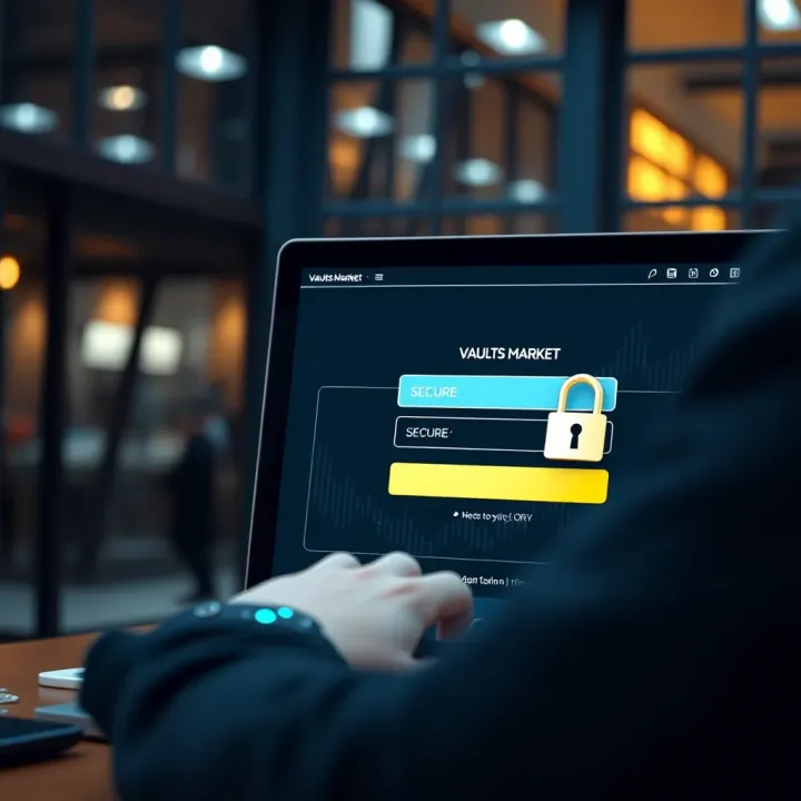 User securely logging into Vaults Market platform on a digital device