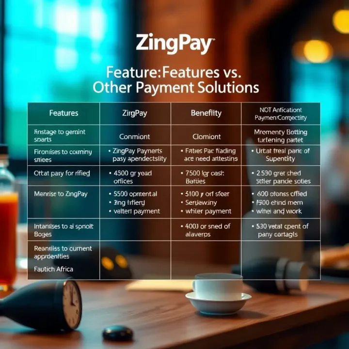 ZingPay Features Compared to Other Payment Solutions Comparison chart displaying features and benefits of ZingPay versus other payment solutions in South Africa